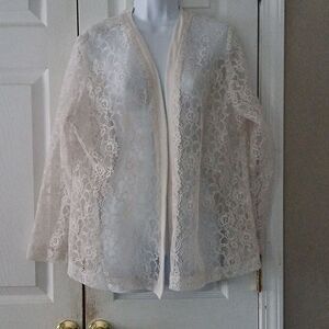 CUE Fashions Vintage lace open front cardigan  jacket Sz 22.5  NWOT